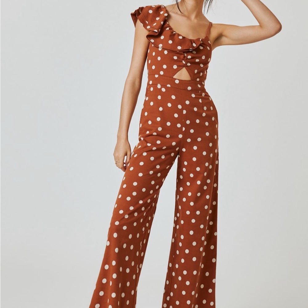 Polka Dot One-Shoulder Jumpsuit